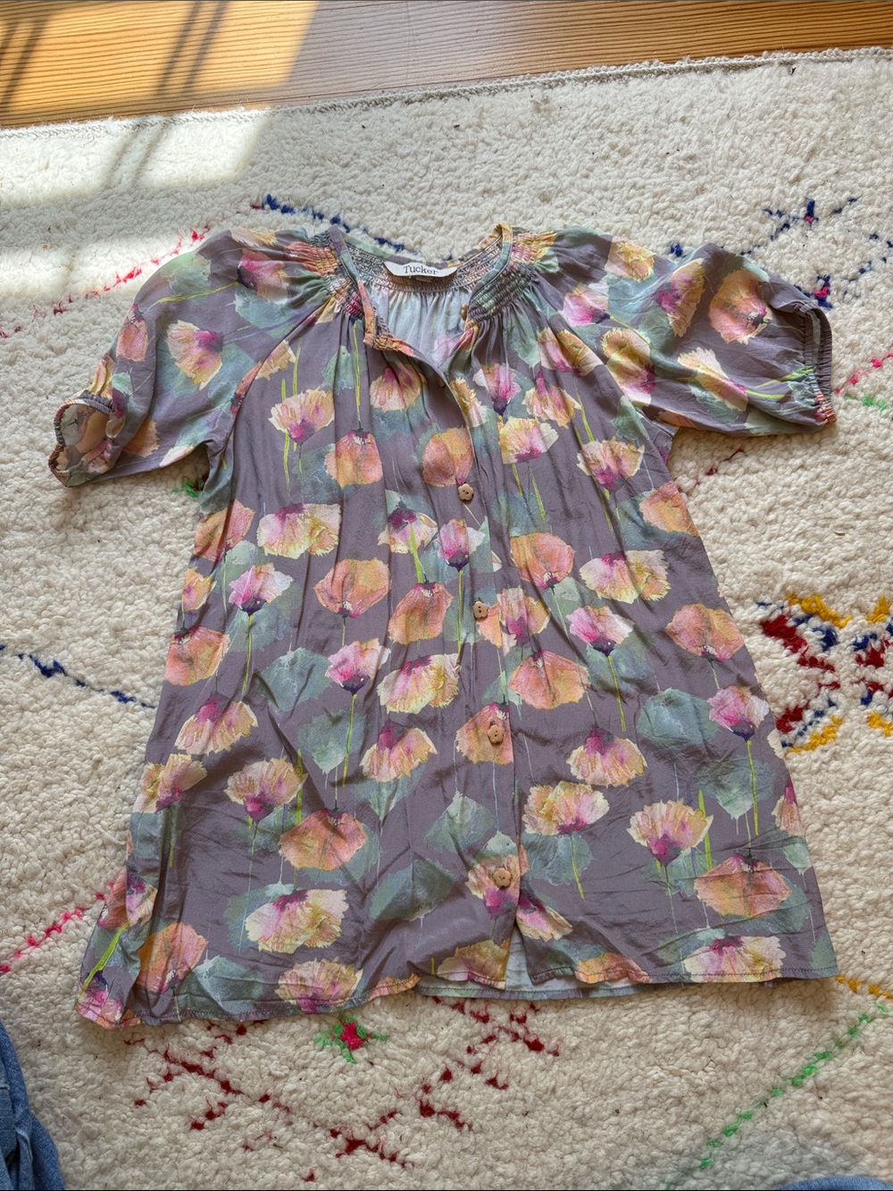 Tucker Lavender Floral Button-Front Girls' Tunic